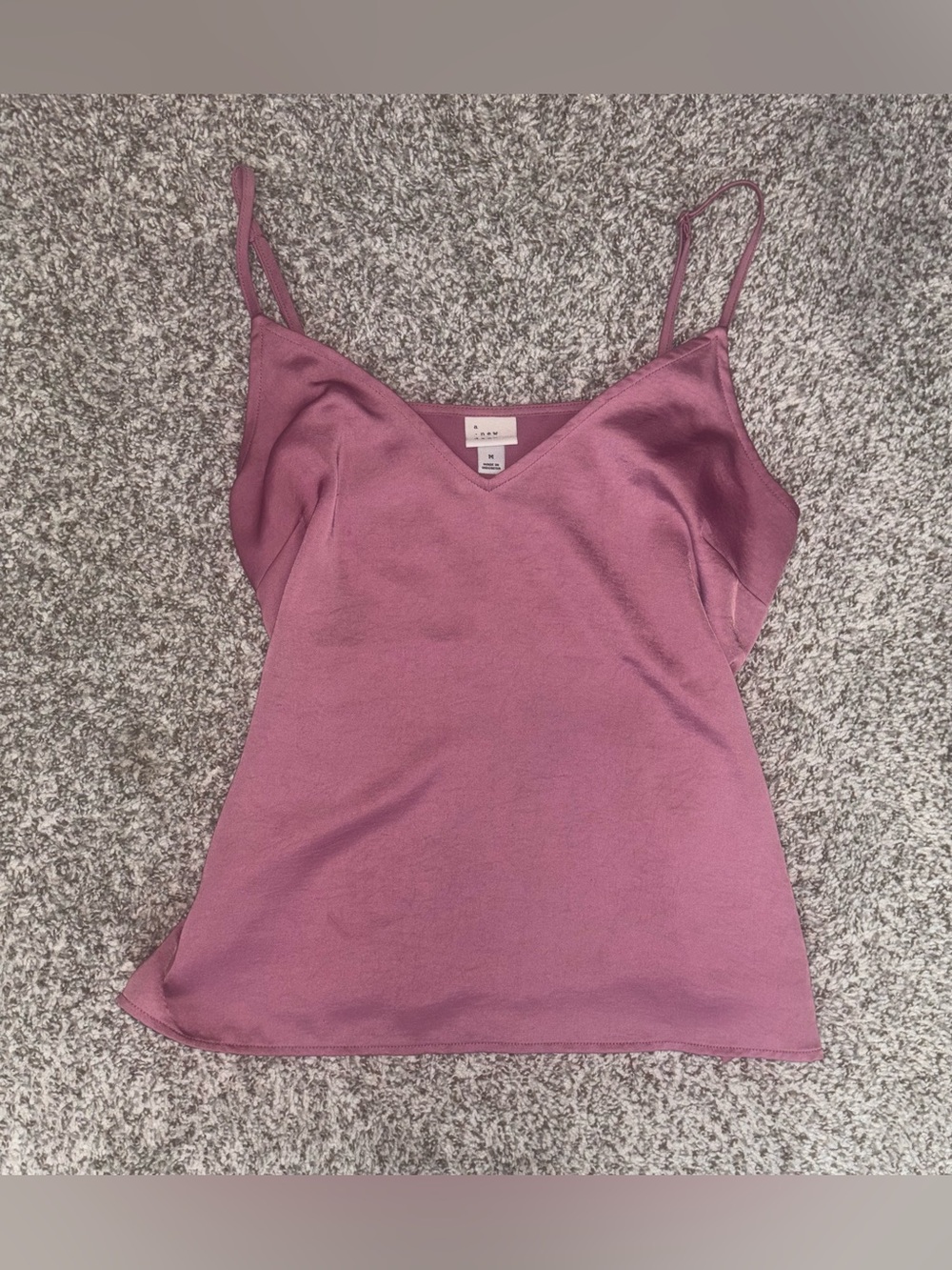 A New Day Dusty Rose Satin Cami Tank Top Size Medium | Mauve Pink